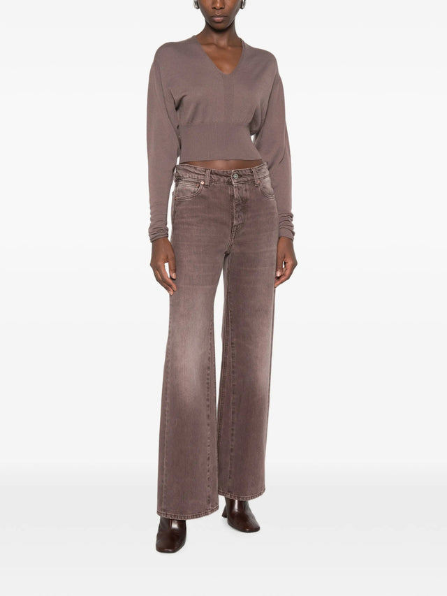 Top crop con scollo a V