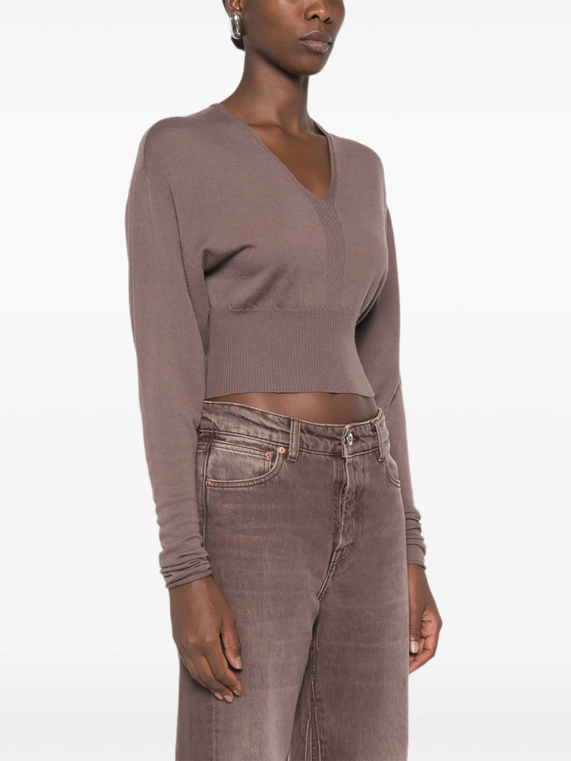 Top crop con scollo a V