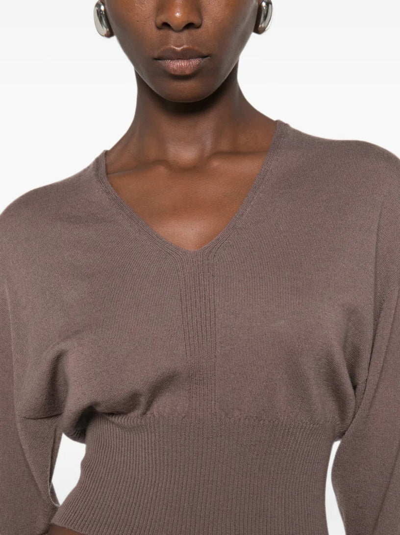 Top crop con scollo a V