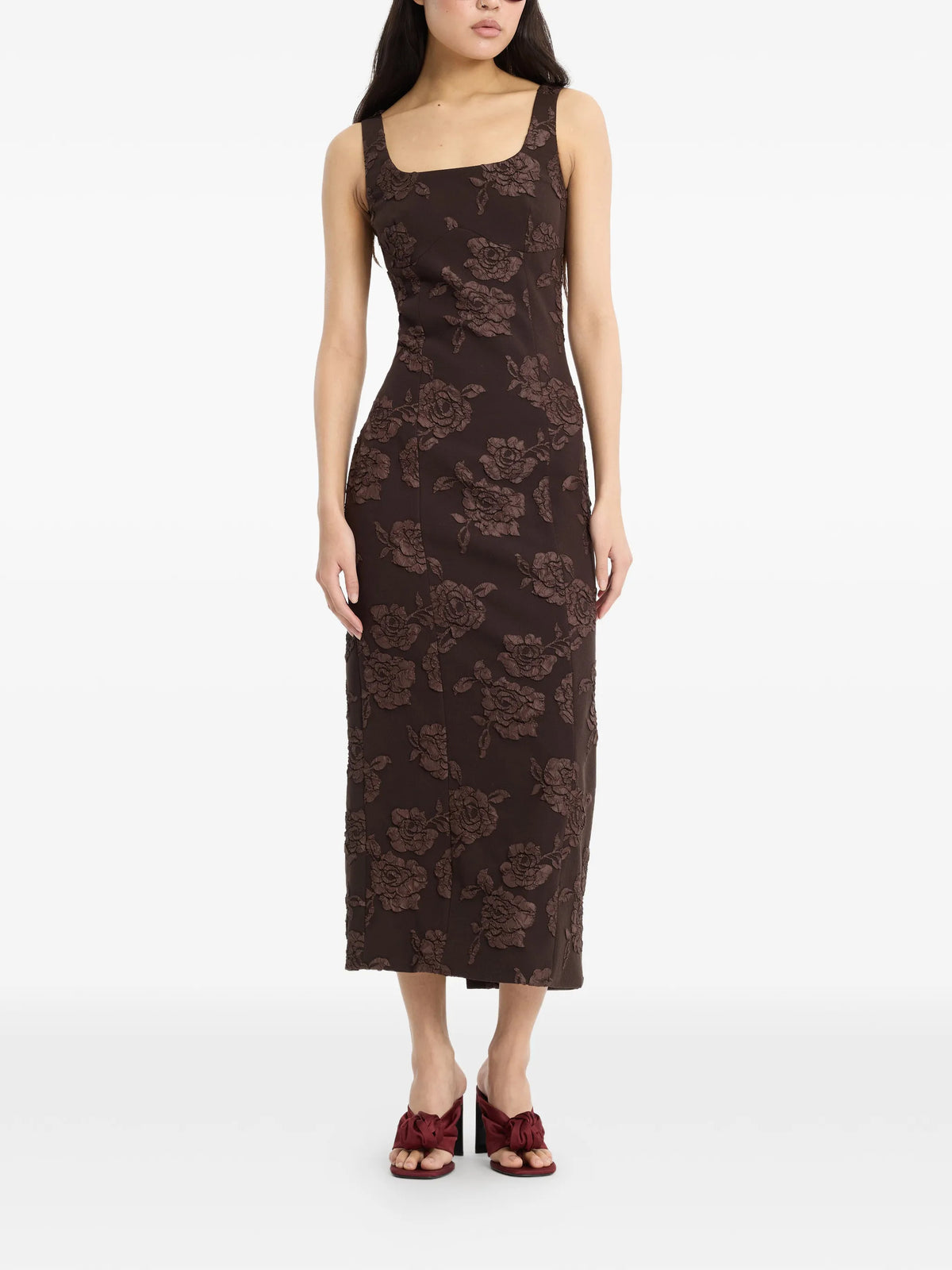 Abito senza maniche in jacquard