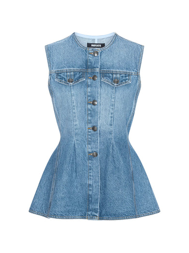 Flared Denim Top