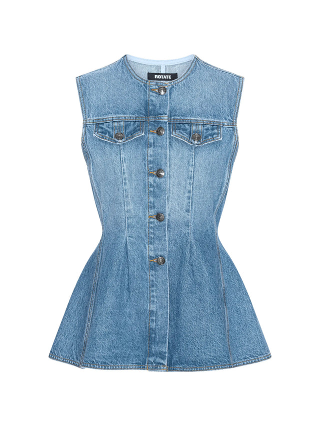 Flared Denim Top