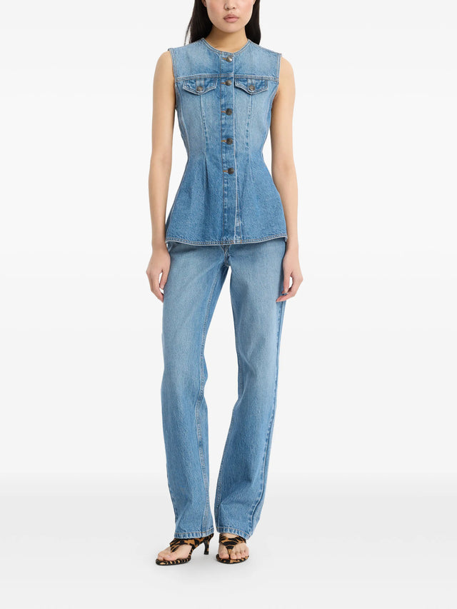 Flared Denim Top