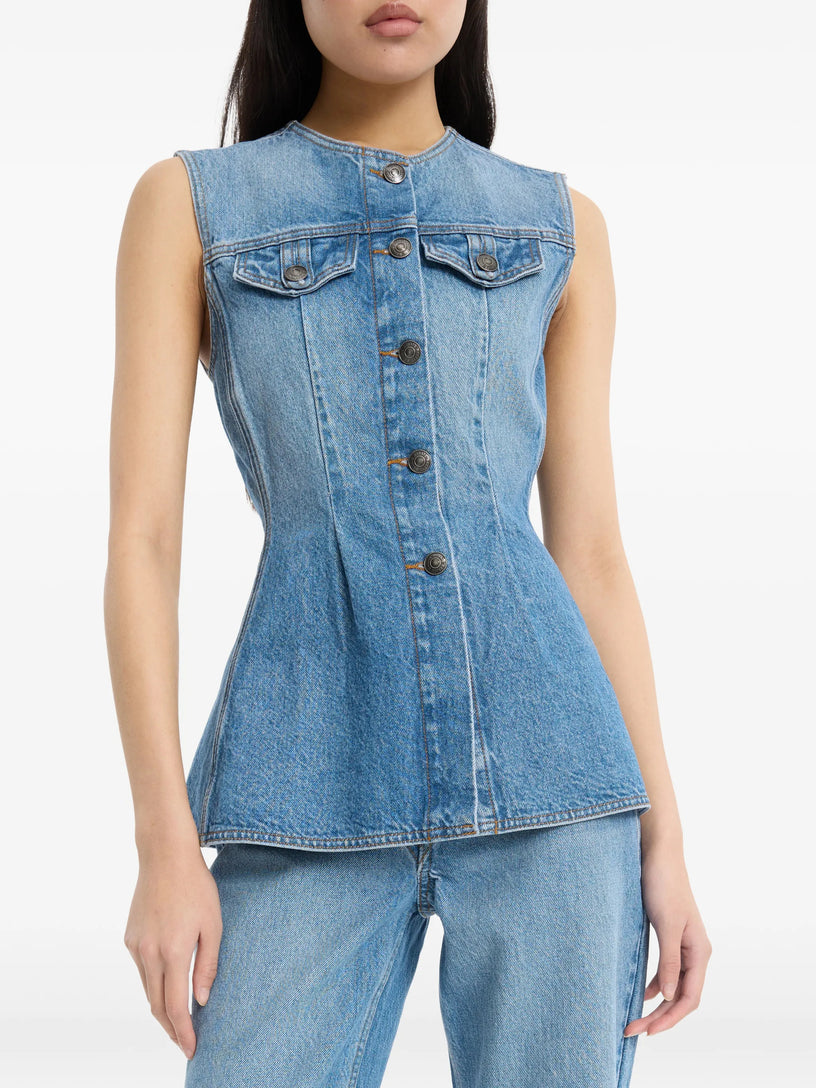 Flared Denim Top