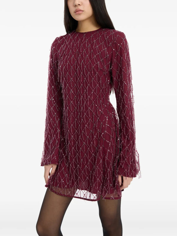 Flared mini dress with sequins