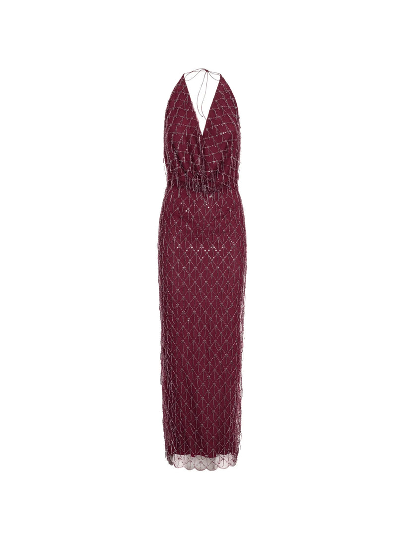 Abito con paillettes e scollo all'americana
