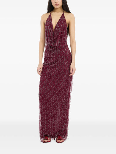 Abito con paillettes e scollo all'americana