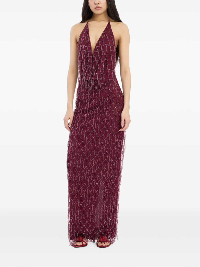 Abito con paillettes e scollo all'americana