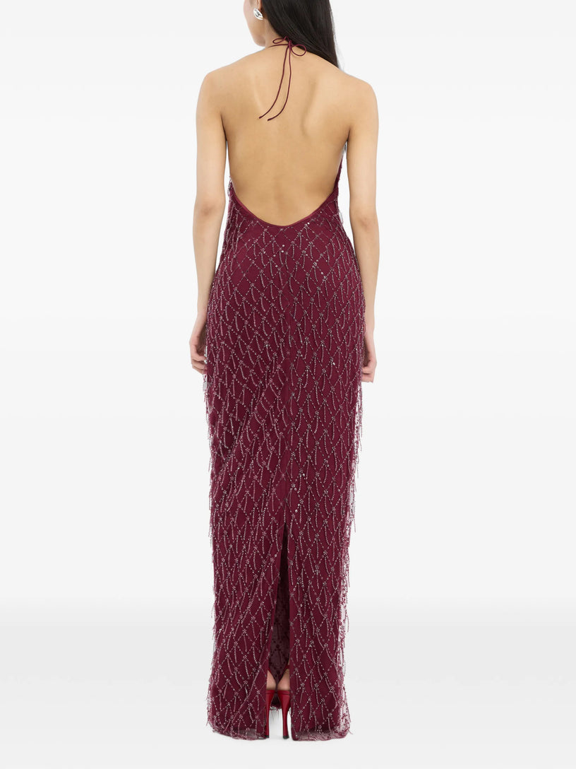 Abito con paillettes e scollo all'americana