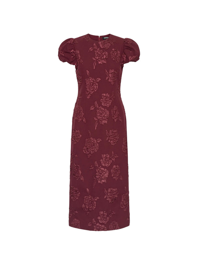 Abito midi puffy in jacquard