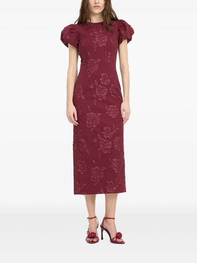 Abito midi puffy in jacquard