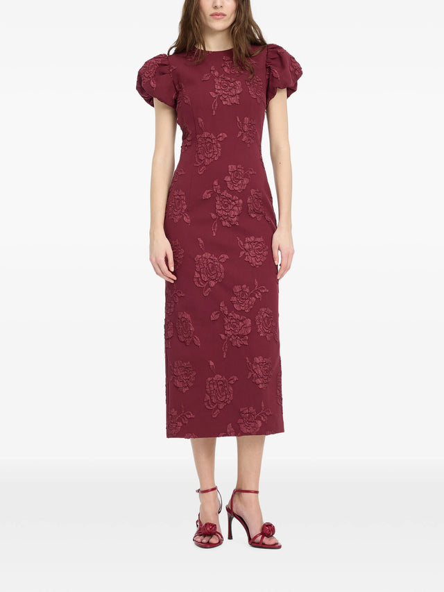 Abito midi puffy in jacquard