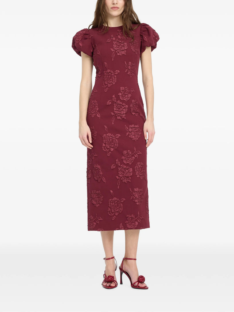 Abito midi puffy in jacquard