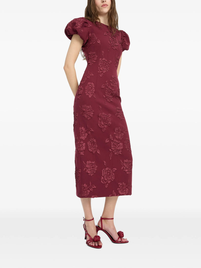 Abito midi puffy in jacquard