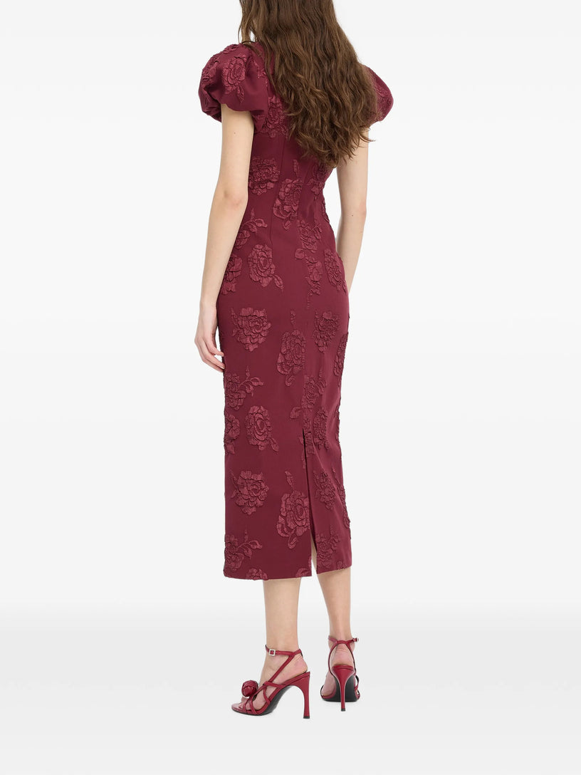 Abito midi puffy in jacquard