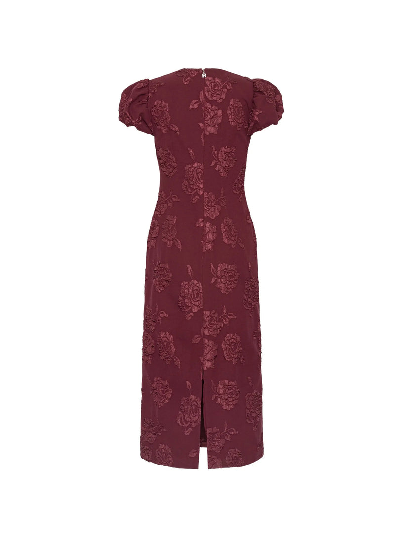 Abito midi puffy in jacquard