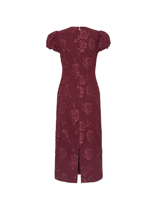 Puffy jacquard midi dress