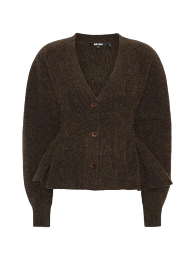 Cardigan in maglia con volant