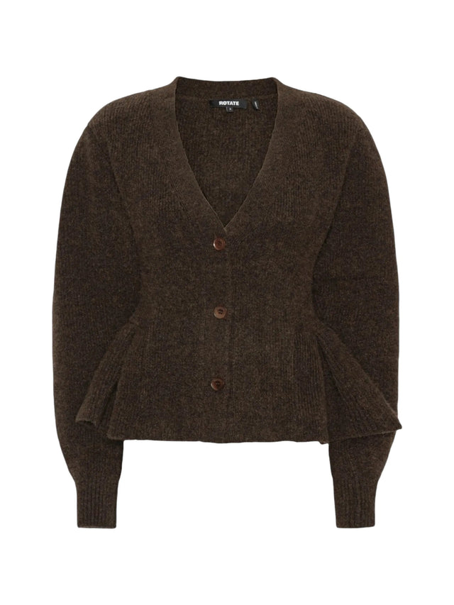 Cardigan in maglia con volant