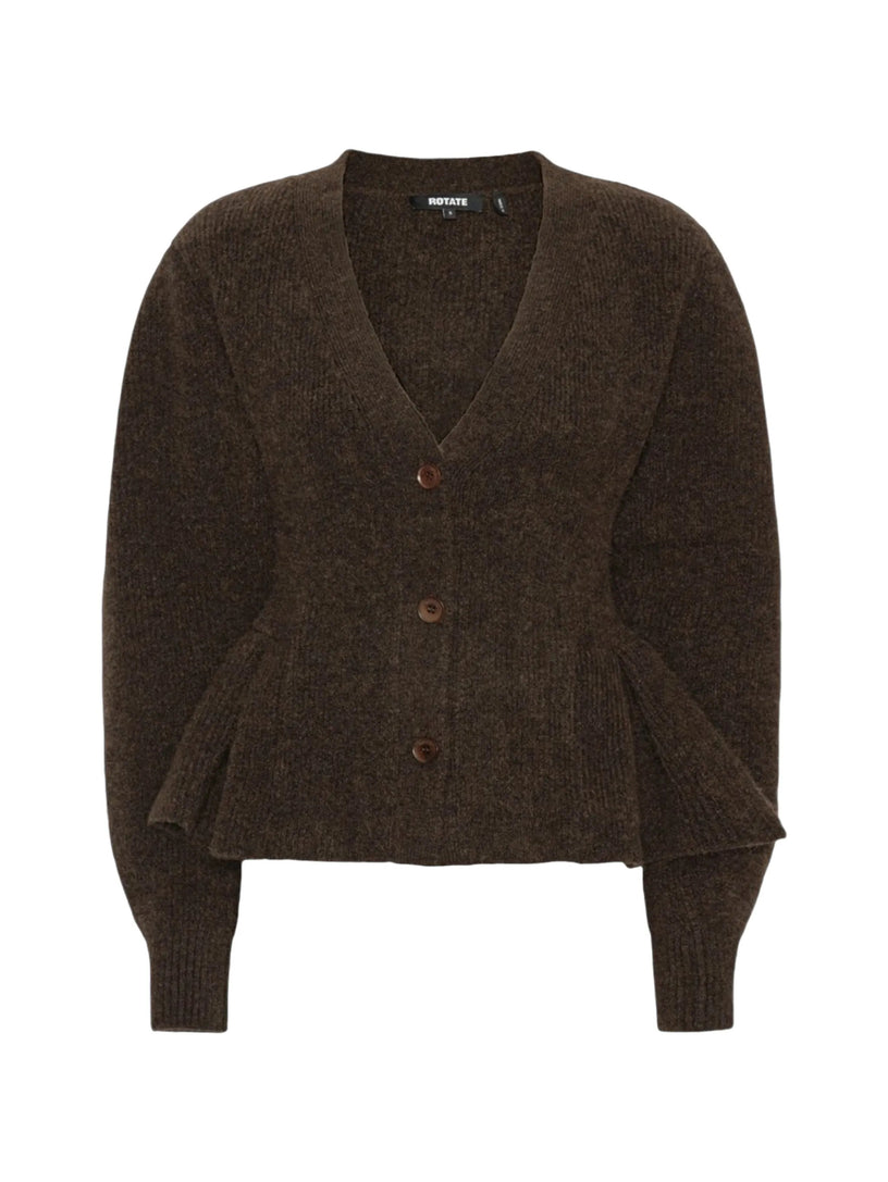 Cardigan in maglia con volant