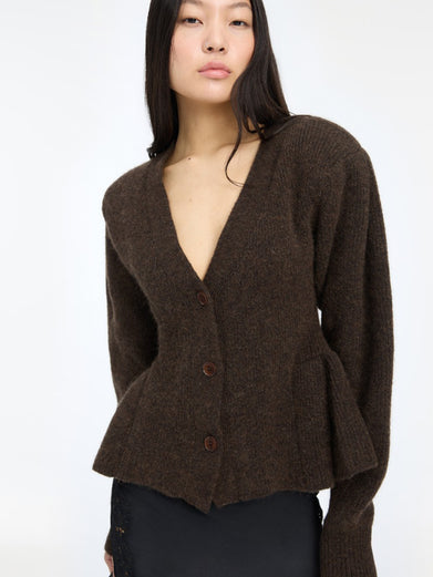 Cardigan in maglia con volant