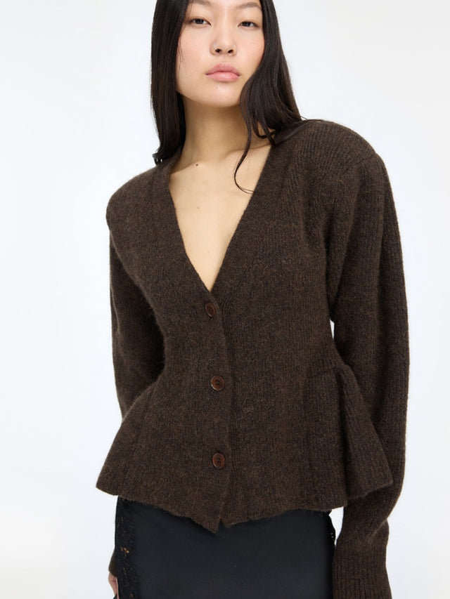 Cardigan in maglia con volant