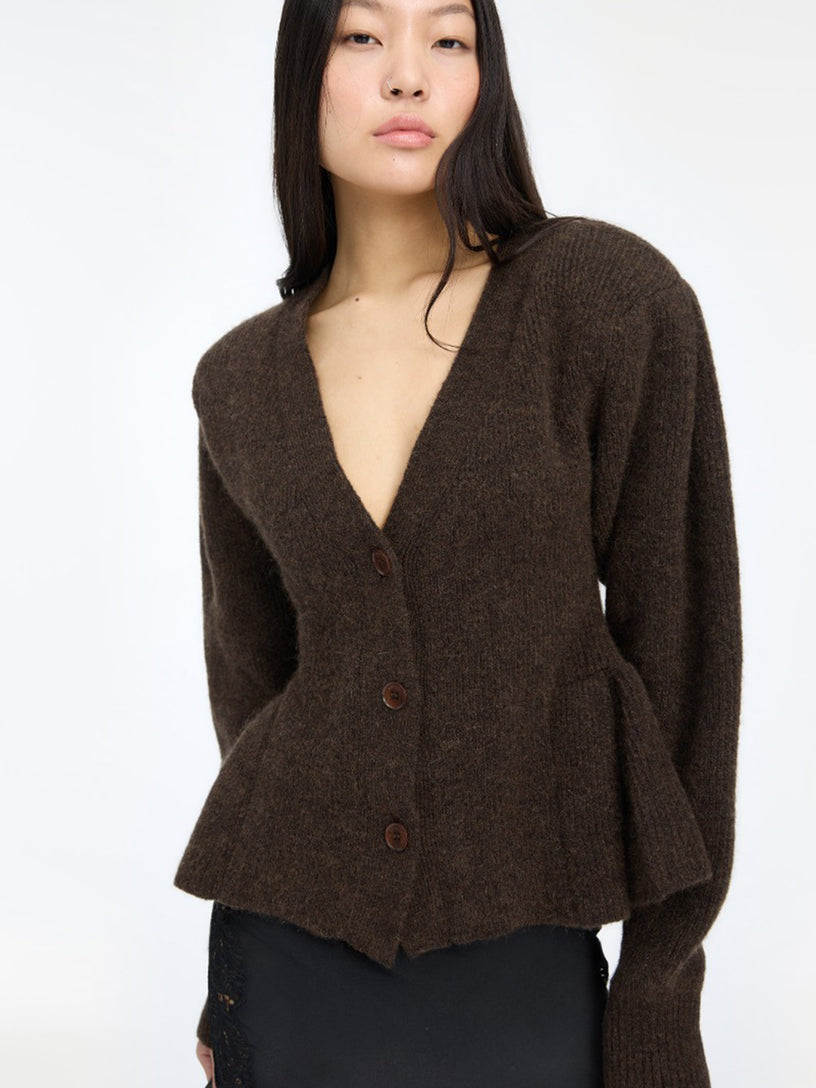 Cardigan in maglia con volant