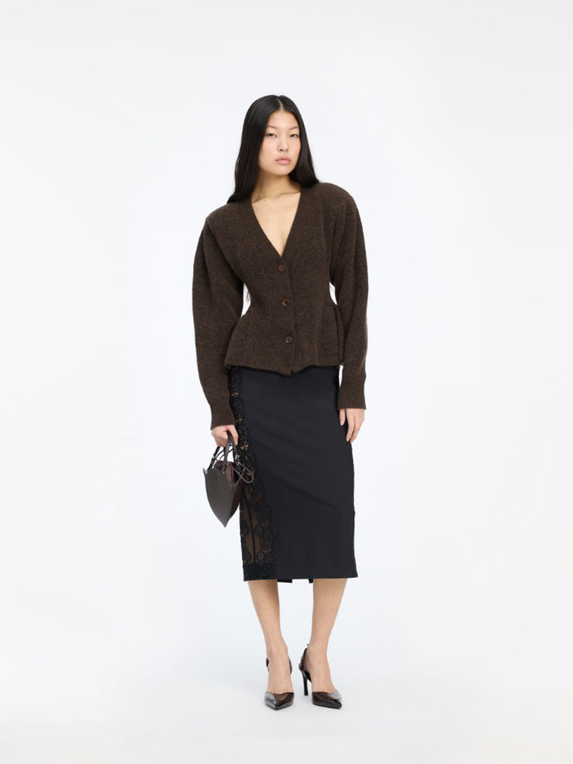 Cardigan in maglia con volant