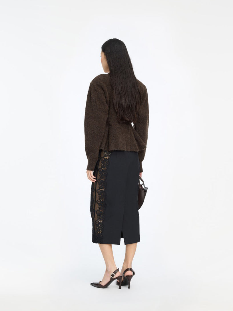 Cardigan in maglia con volant
