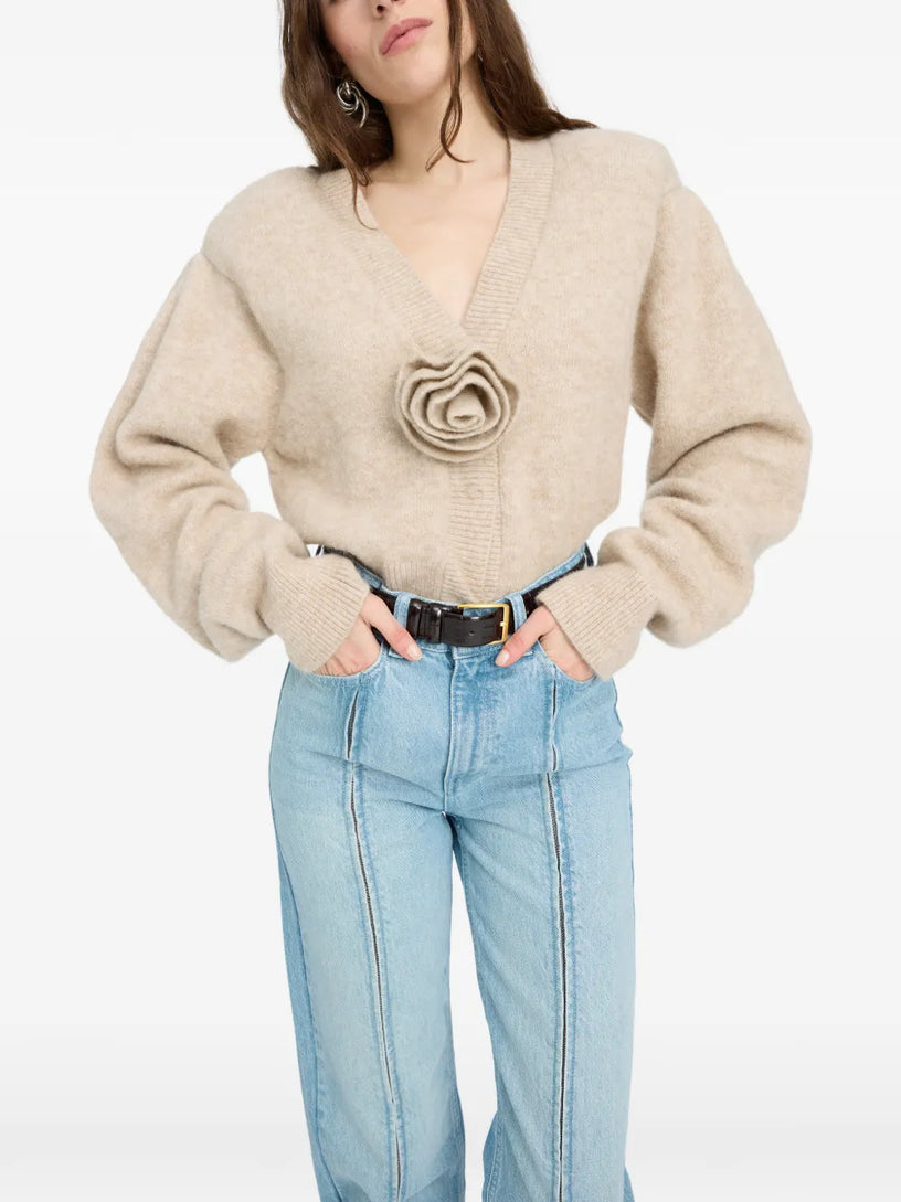 Cardigan in maglia con fiore