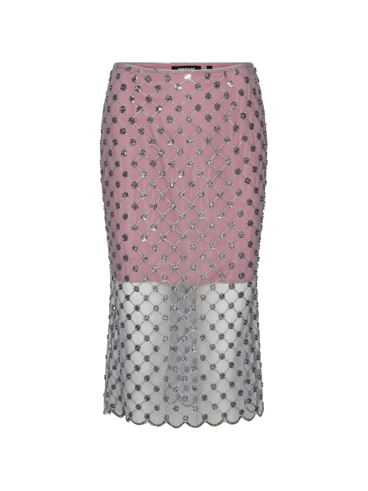 Gonna midi con paillettes a forma di fiore