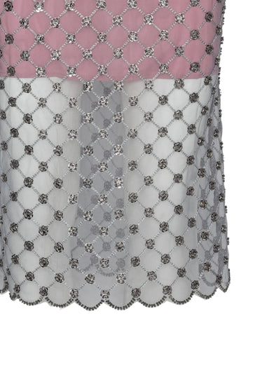 Gonna midi con paillettes a forma di fiore