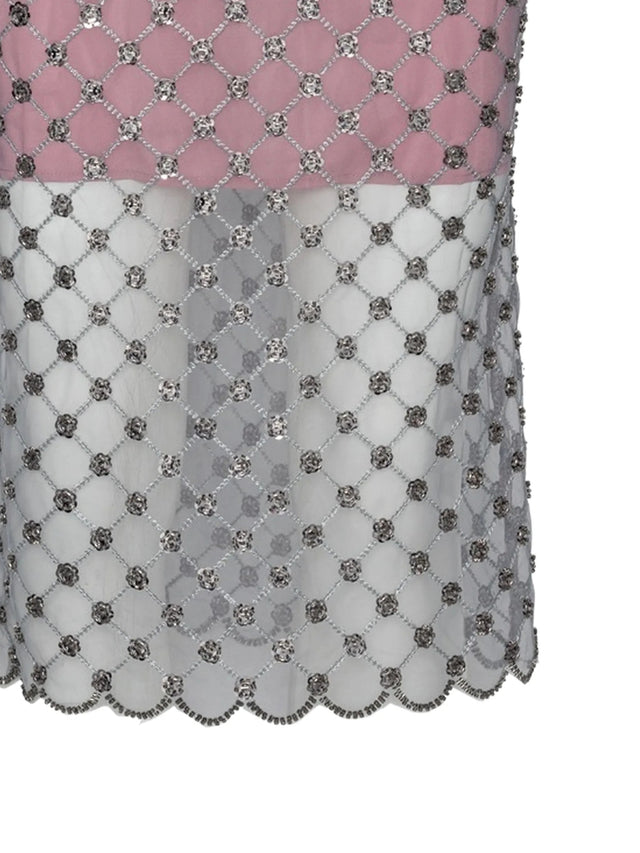 Gonna midi con paillettes a forma di fiore