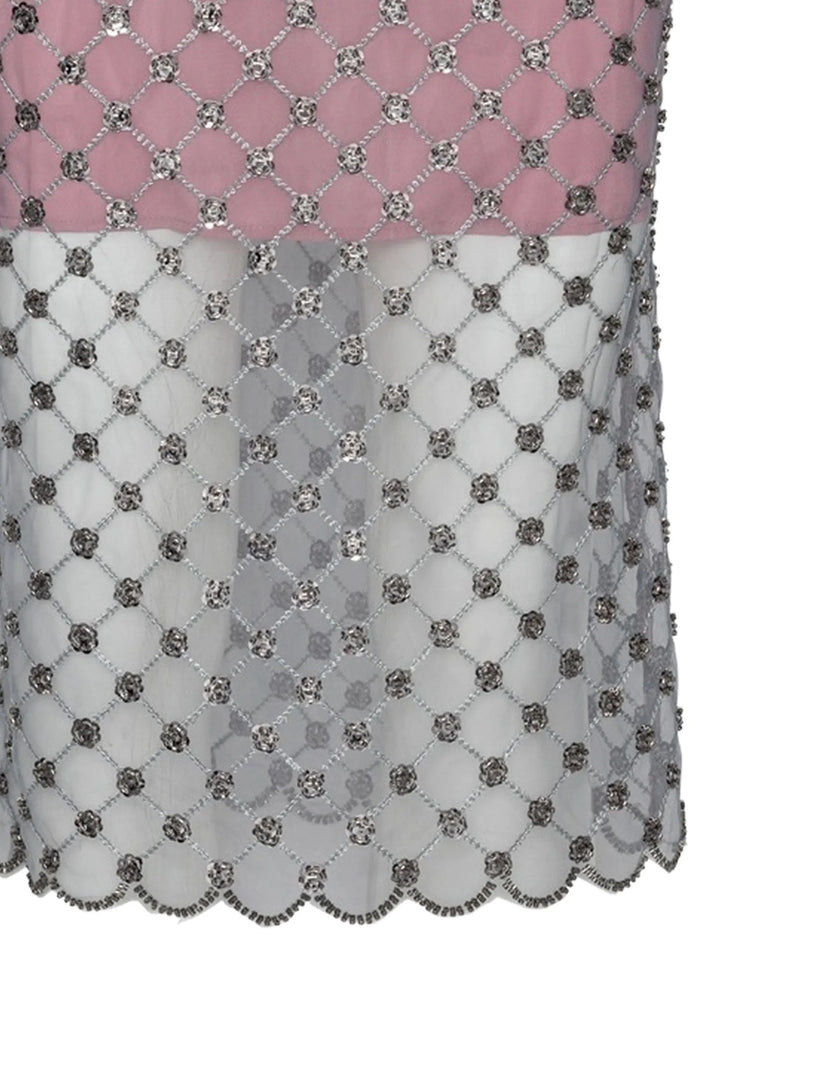 Gonna midi con paillettes a forma di fiore
