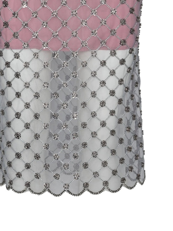 Gonna midi con paillettes a forma di fiore