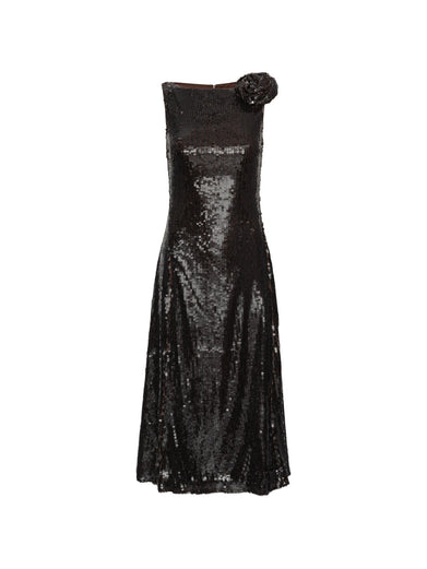 Abito midi svasato con paillettes
