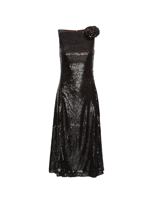 Abito midi svasato con paillettes
