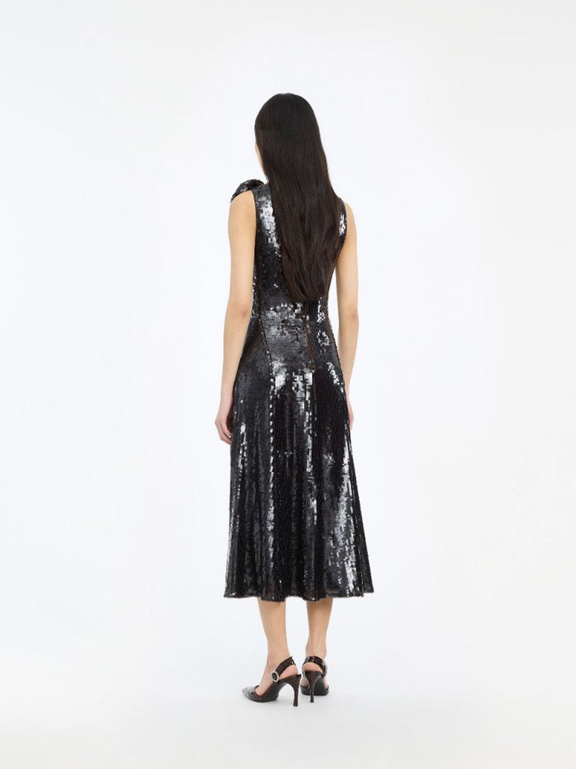 Abito midi svasato con paillettes