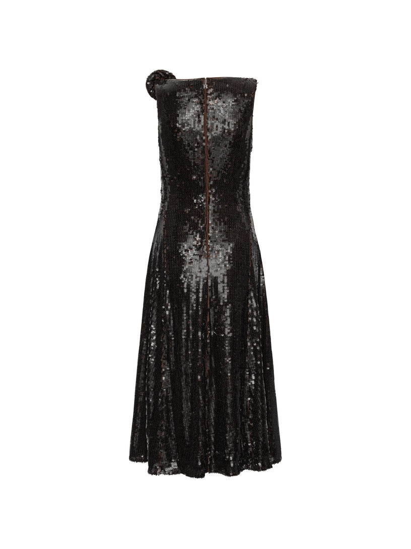 Abito midi svasato con paillettes