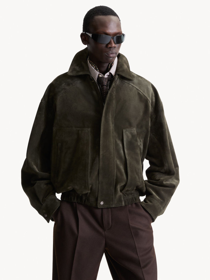 Bomber in pelle crosta vintage
