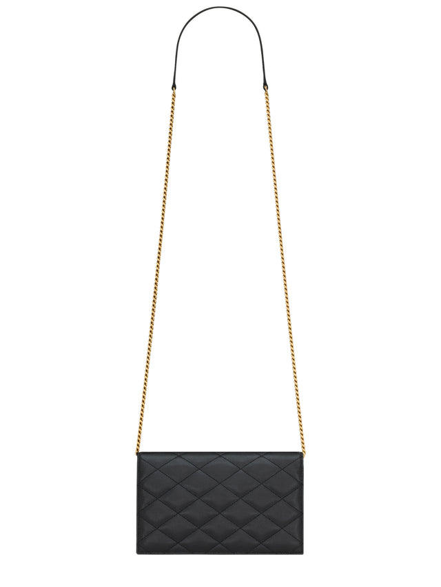 Portafogli PARIS con catena in pelle goffrata GRAIN DE POUDRE