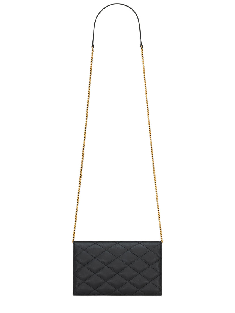 Portafogli PARIS con catena in pelle goffrata GRAIN DE POUDRE