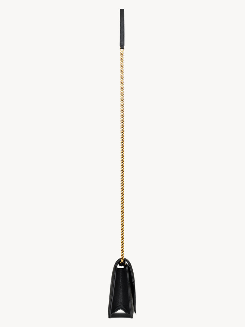 Portafogli PARIS con catena in pelle goffrata GRAIN DE POUDRE