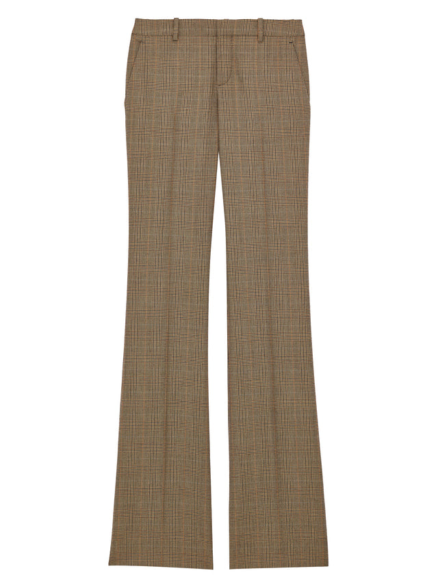 Pantaloni svasati in lana pied de poule Principe di Galles