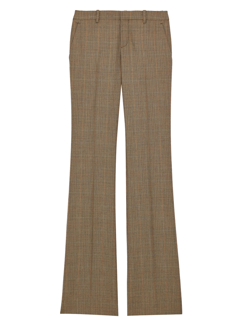 Pantaloni svasati in lana pied de poule Principe di Galles