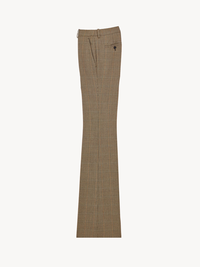 Pantaloni svasati in lana pied de poule Principe di Galles