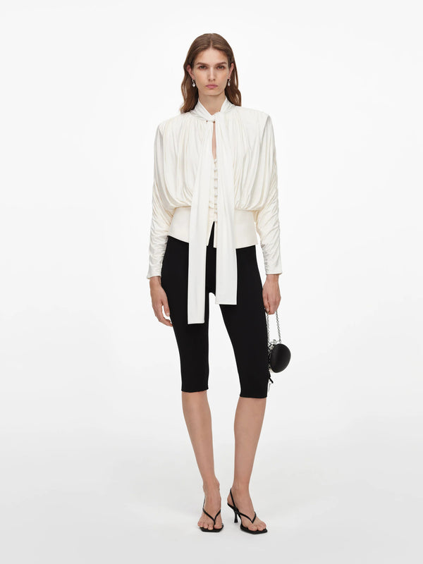 Tie neck jersey top