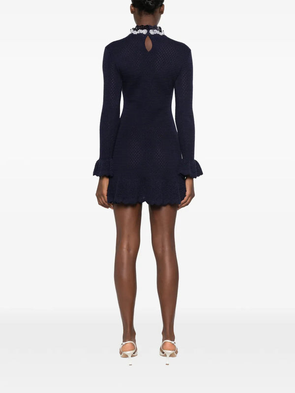 Pearl Trim Knit Mini Dress