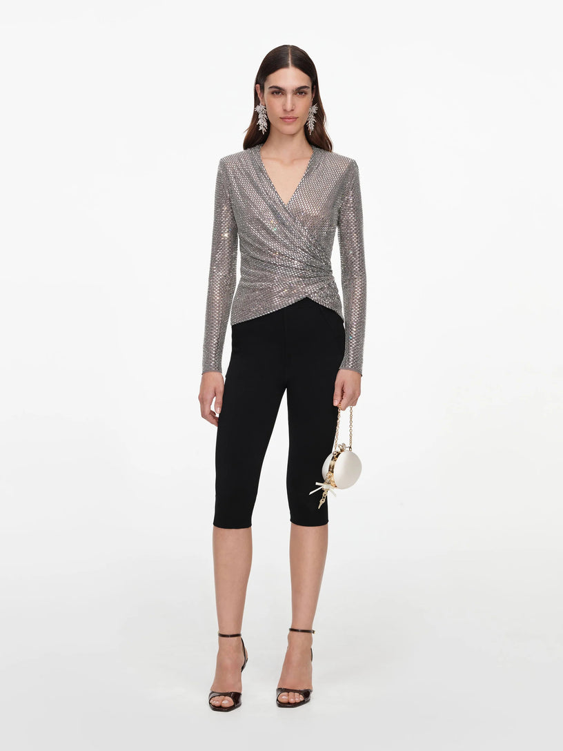 Top in rete con strass