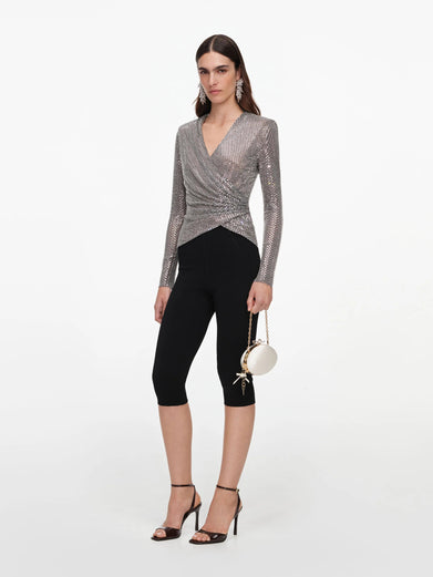 Top in rete con strass
